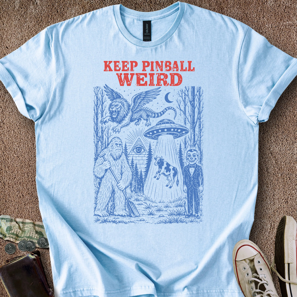 Printify T-Shirt Light Blue / S Pinball Cryptids T-Shirt