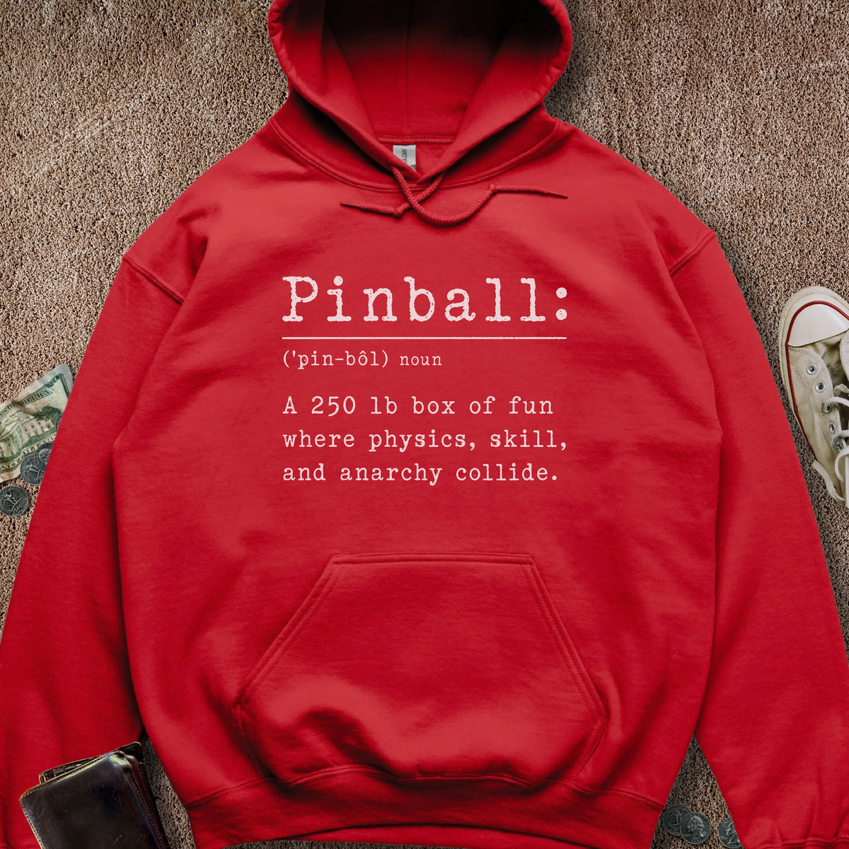 Printify Hoodie Red / S Pinball Definition Hoodie