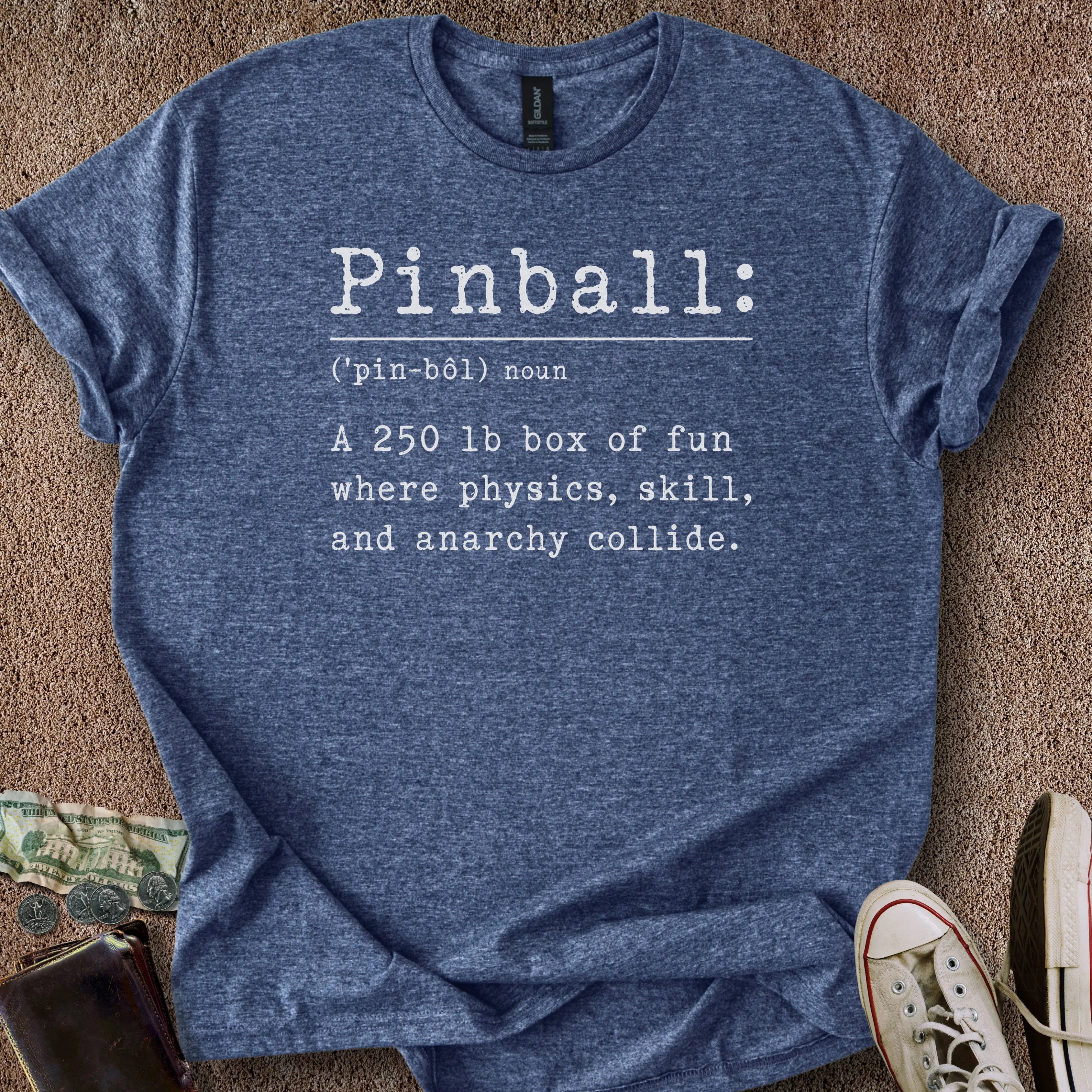 Printify T-Shirt Heather Navy / S Pinball Definition T-Shirt