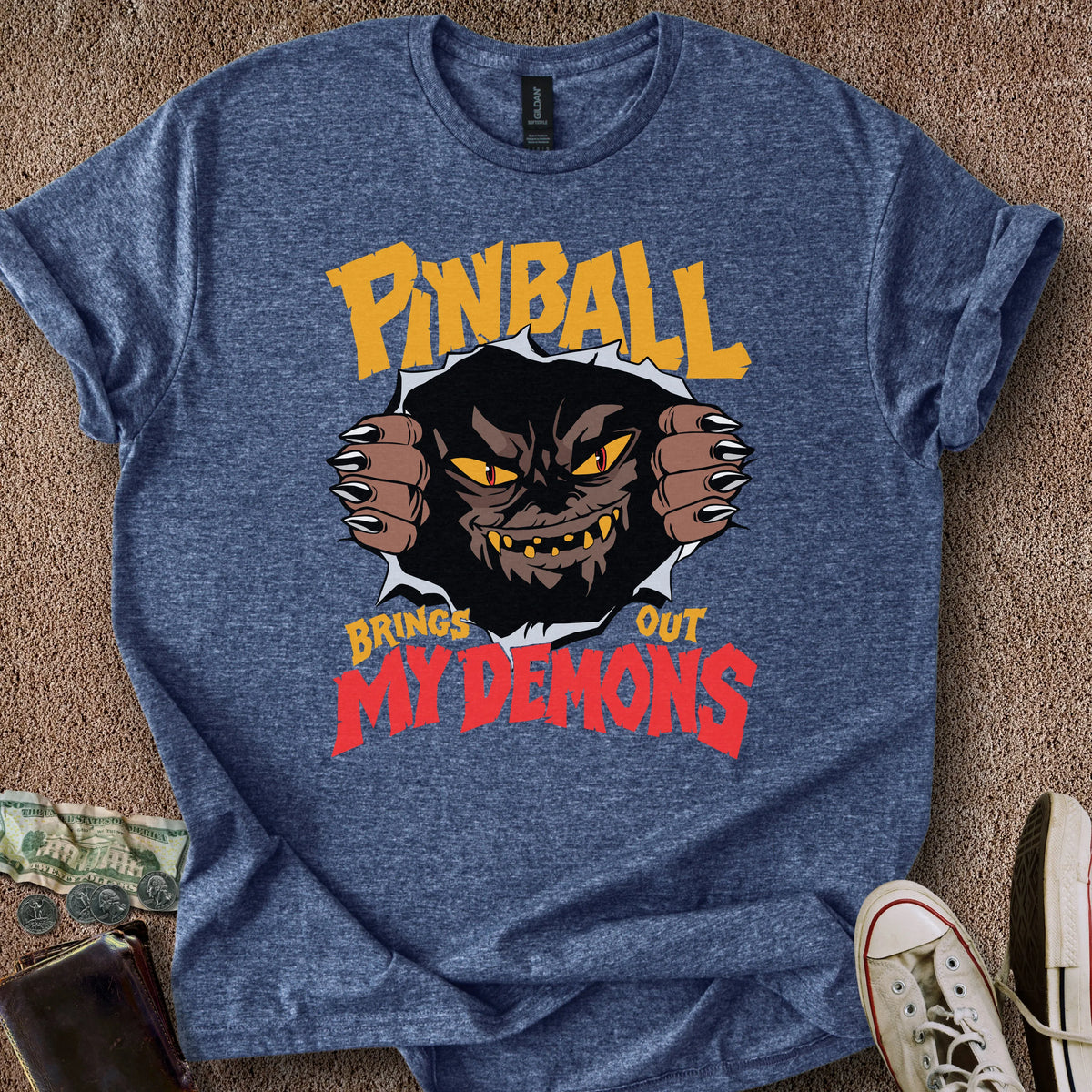 Printify T-Shirt Heather Navy / S Pinball Demons T-Shirt