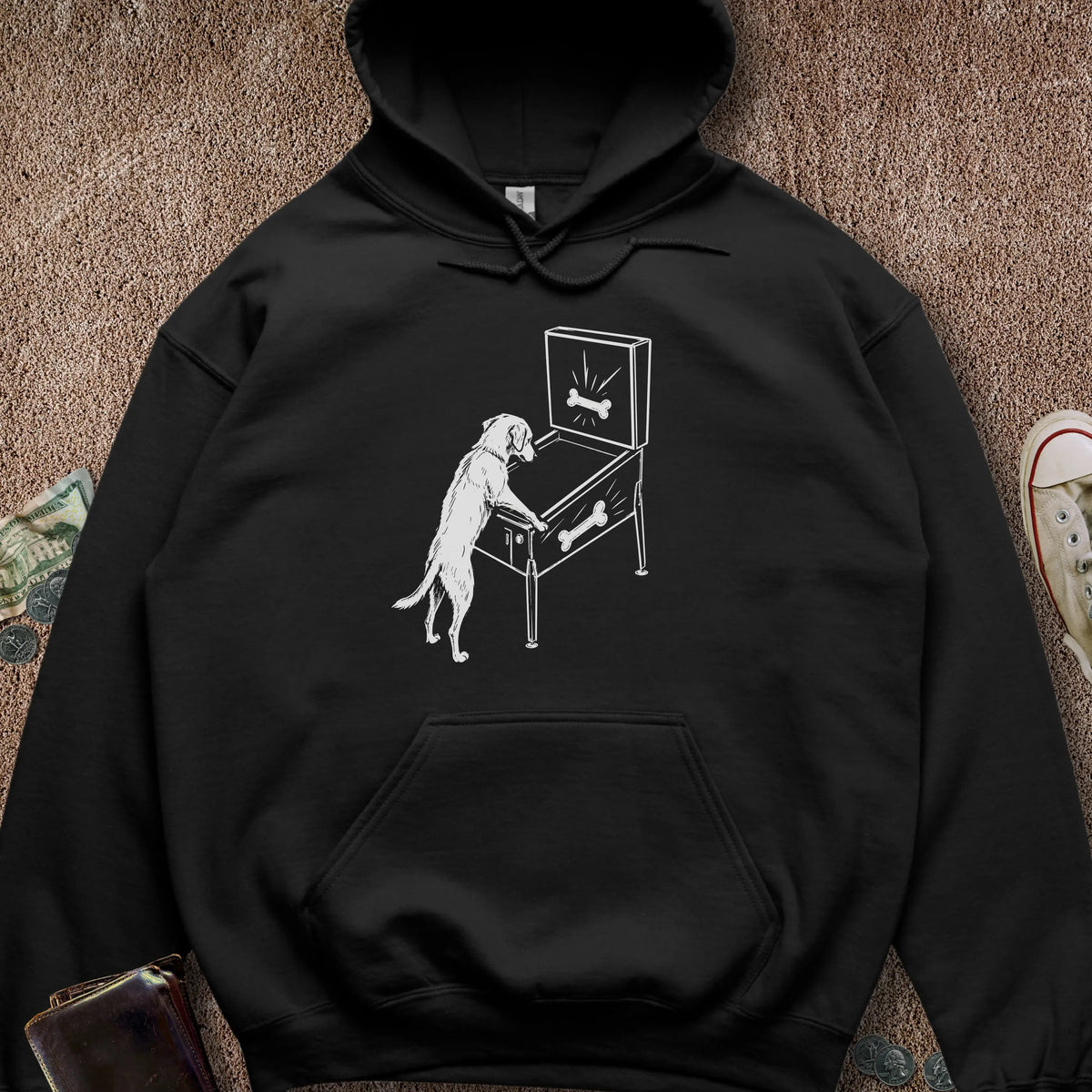 Printify Hoodie Black / S Pinball Dog Hoodie