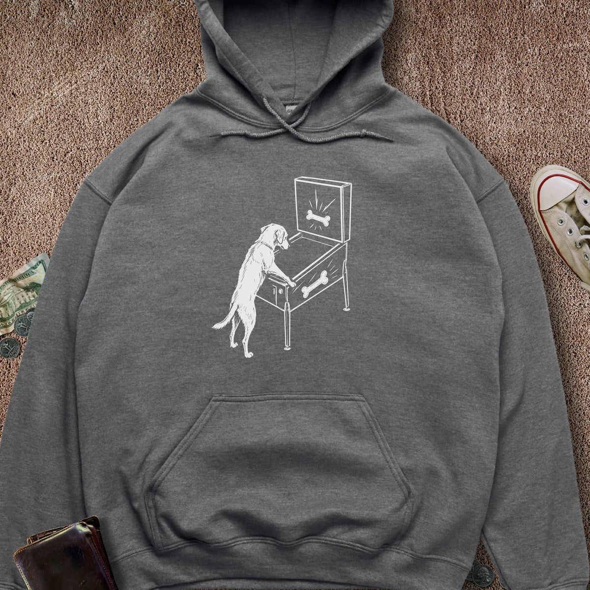 Printify Hoodie Dark Heather / S Pinball Dog Hoodie
