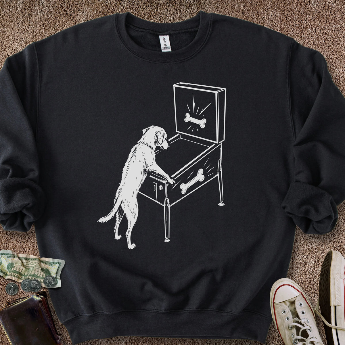 Printify Sweatshirt S / Black Pinball Dog Sweatshirt