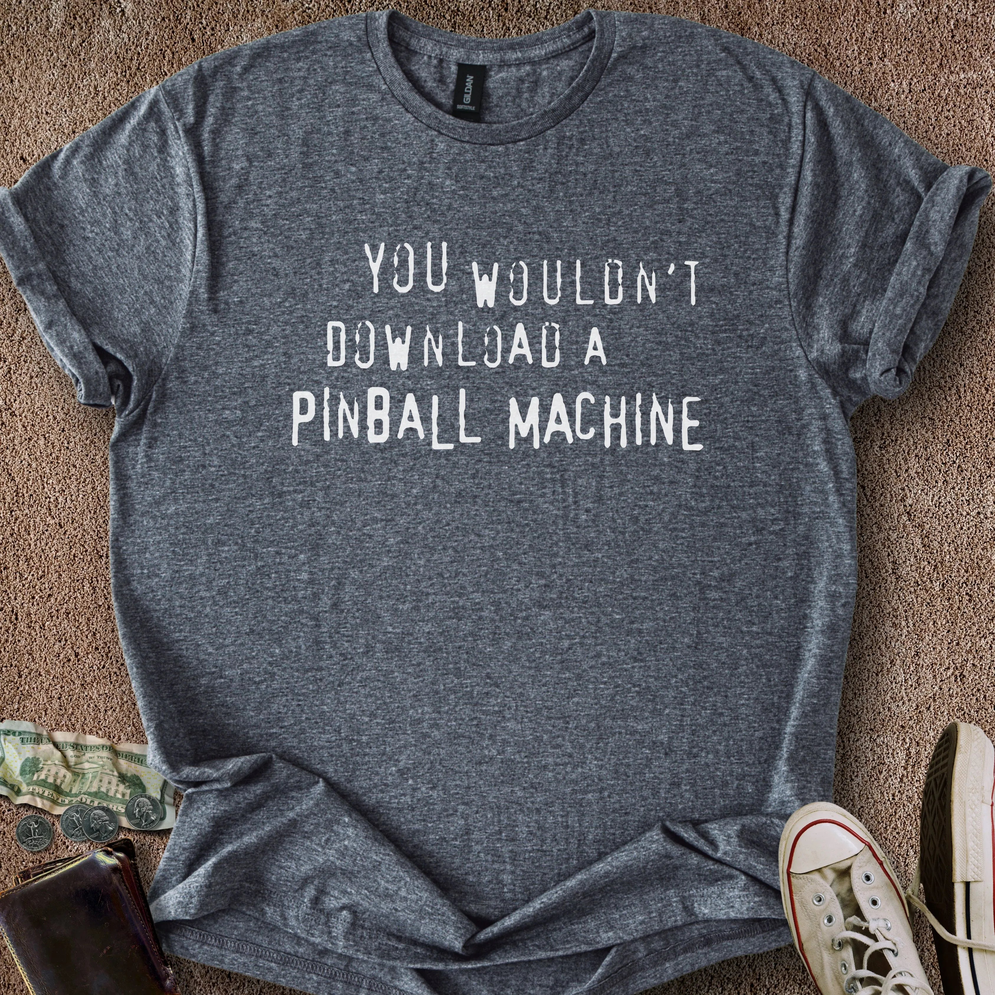 Printify T-Shirt Dark Heather / S Pinball Download T-Shirt