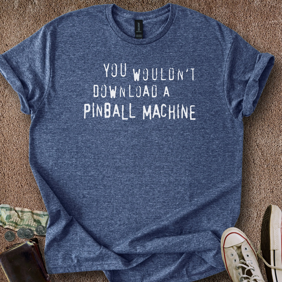 Printify T-Shirt Heather Navy / S Pinball Download T-Shirt