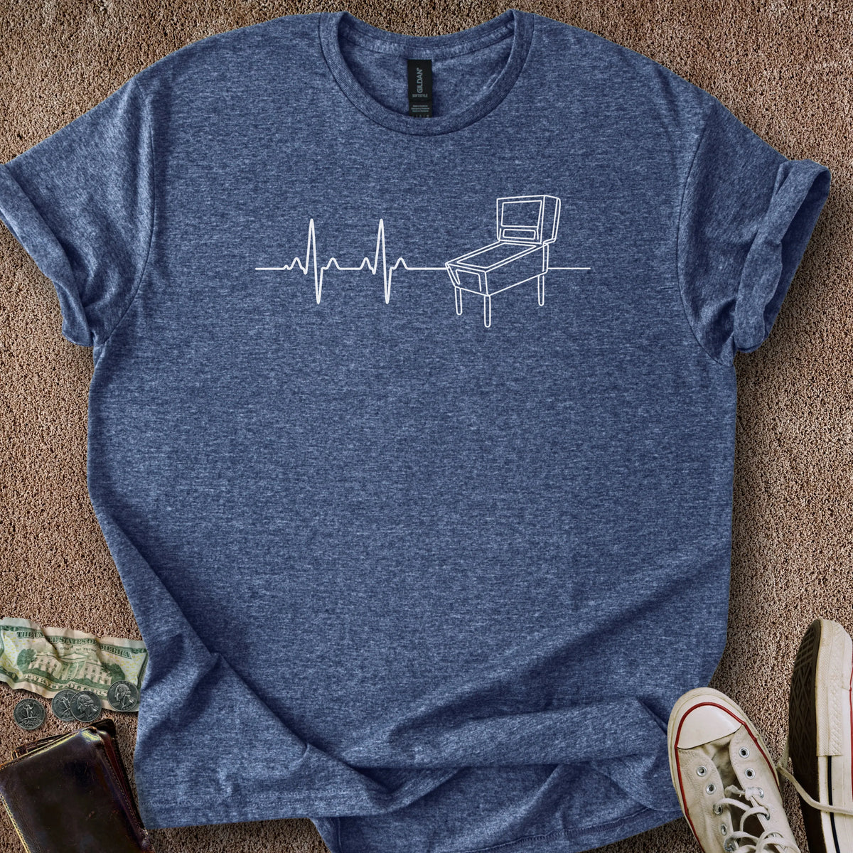 Printify T-Shirt Heather Navy / S Pinball EKG T-Shirt
