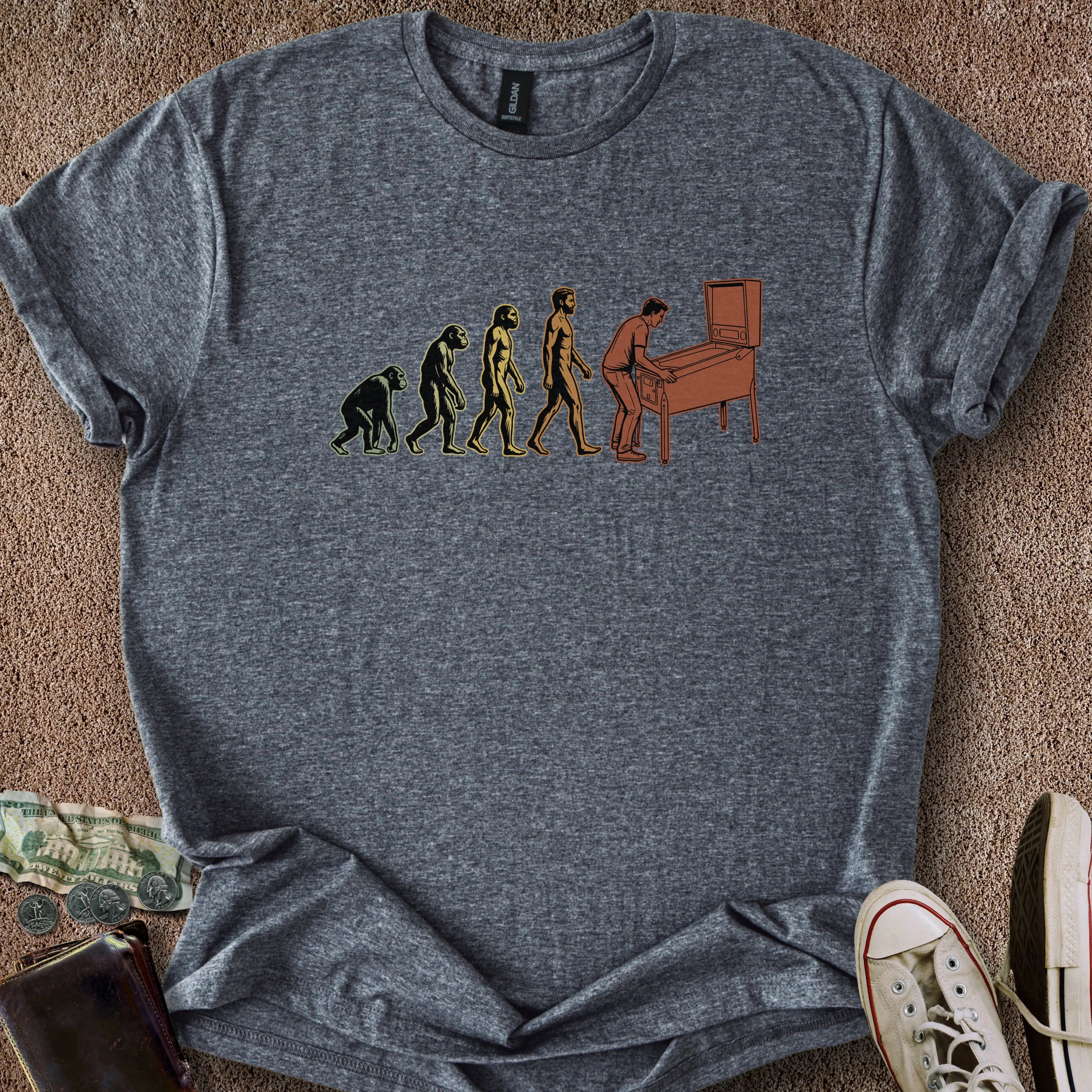 Printify T-Shirt Dark Heather / S Pinball Evolution T-Shirt