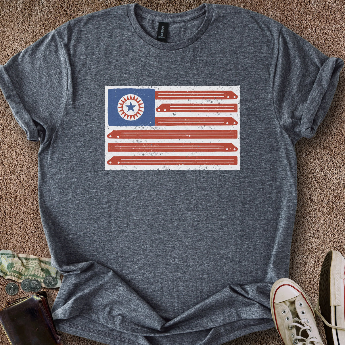 Printify T-Shirt Dark Heather / S Pinball Flag T-Shirt