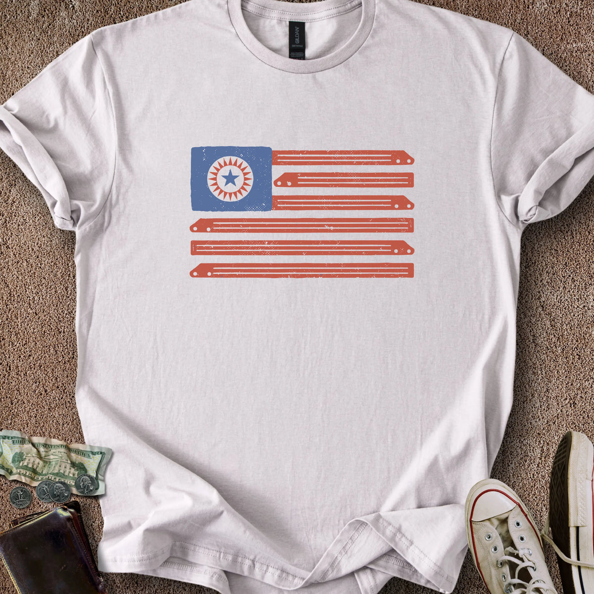 Printify T-Shirt Ice Grey / S Pinball Flag T-Shirt