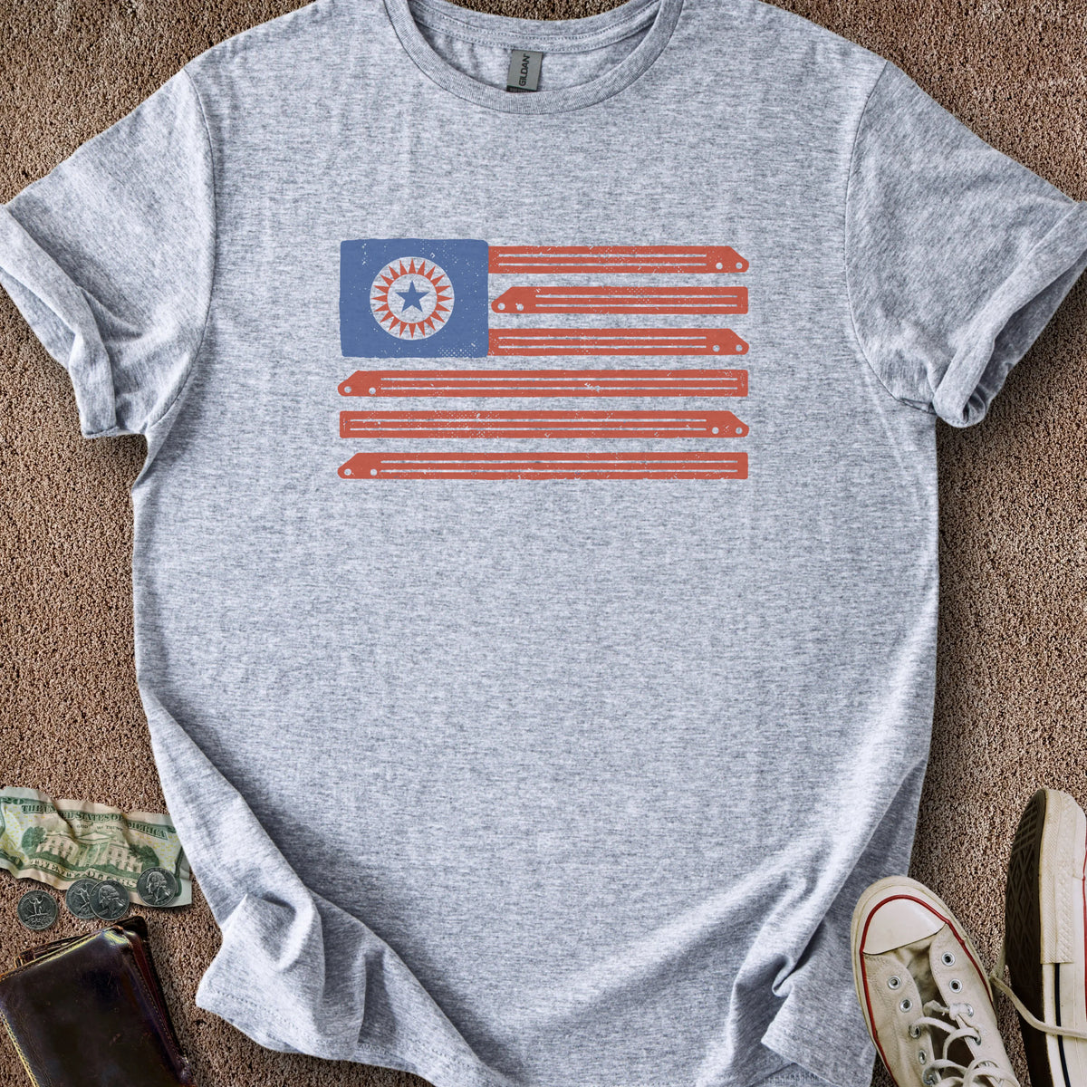 Printify T-Shirt Sport Grey / S Pinball Flag T-Shirt