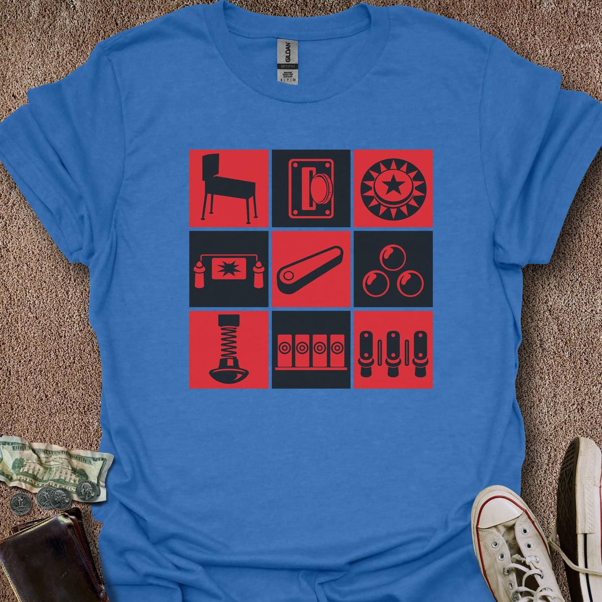 Printify T-Shirt Heather Royal / S Pinball Grid T-Shirt