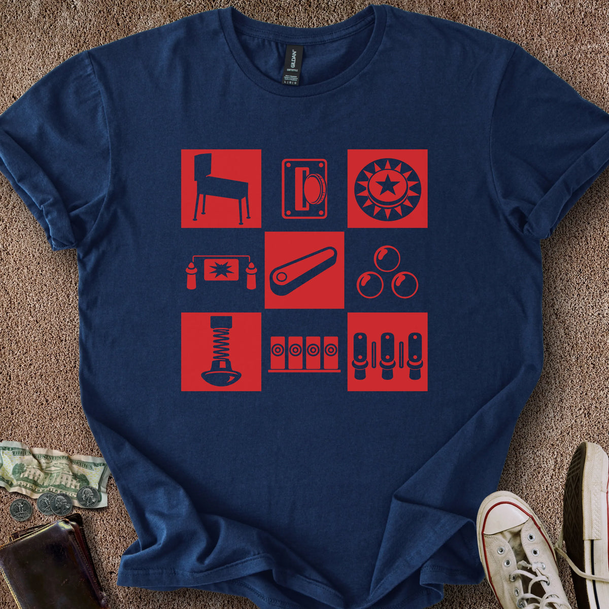 Printify T-Shirt Navy / S Pinball Grid T-Shirt