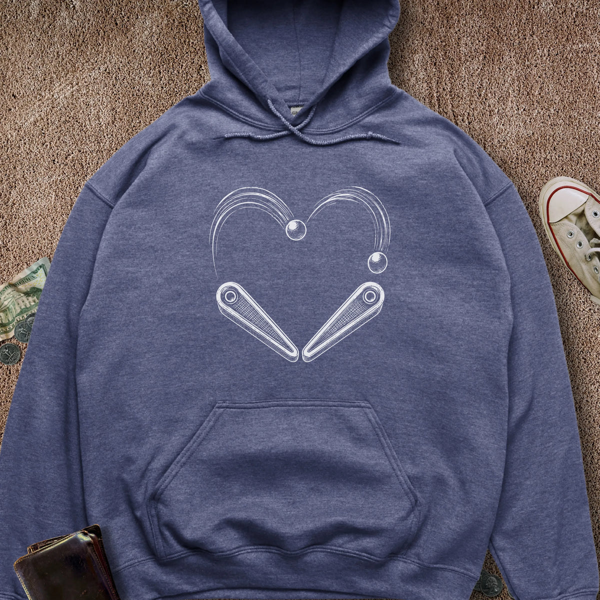 Printify Hoodie Heather Navy / S Pinball Heart Hoodie