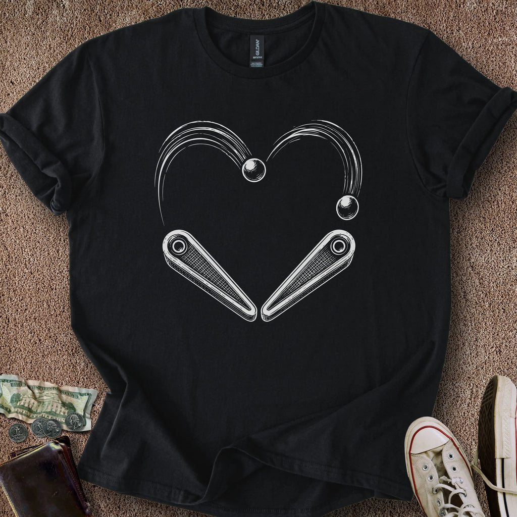 Printify T-Shirt Black / S Pinball Heart T-Shirt