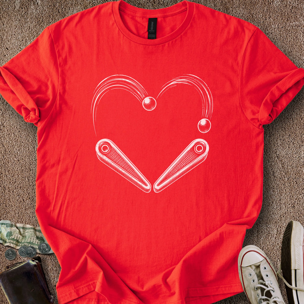 Printify T-Shirt Red / S Pinball Heart T-Shirt