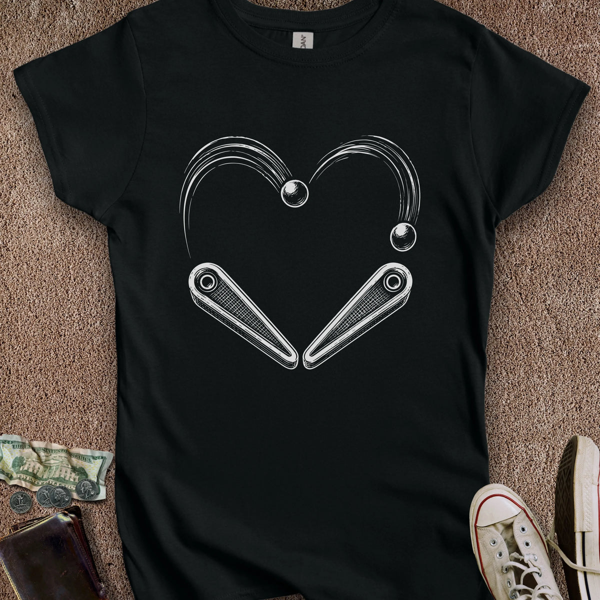 Printify T-Shirt S / Black Pinball Heart Women's T-Shirt
