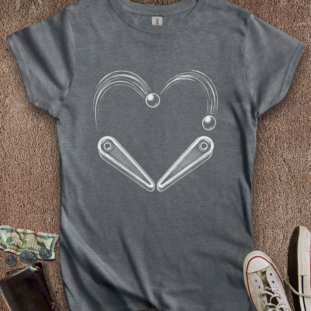 Printify T-Shirt S / Dark Heather Pinball Heart Women's T-Shirt