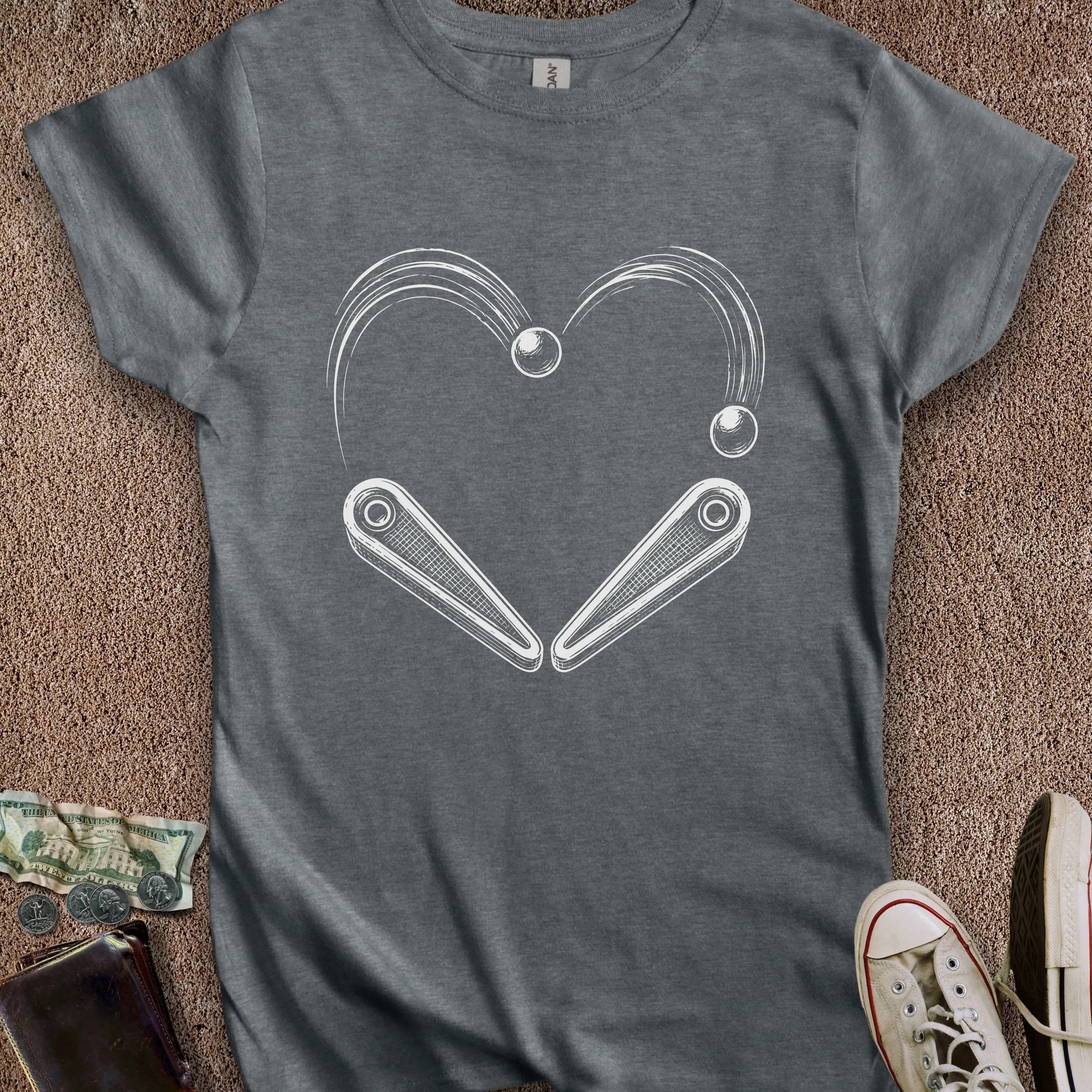 Printify T-Shirt S / Dark Heather Pinball Heart Women's T-Shirt
