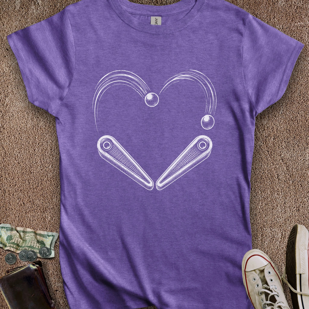 Printify T-Shirt S / Heather Purple Pinball Heart Women's T-Shirt