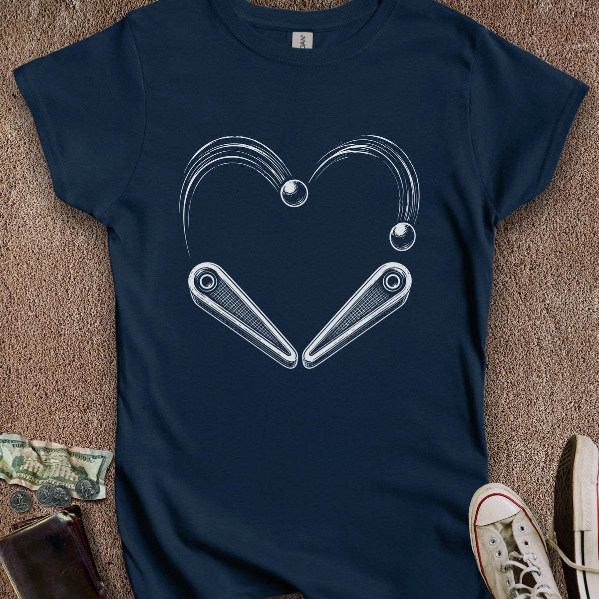 Printify T-Shirt S / Navy Pinball Heart Women's T-Shirt