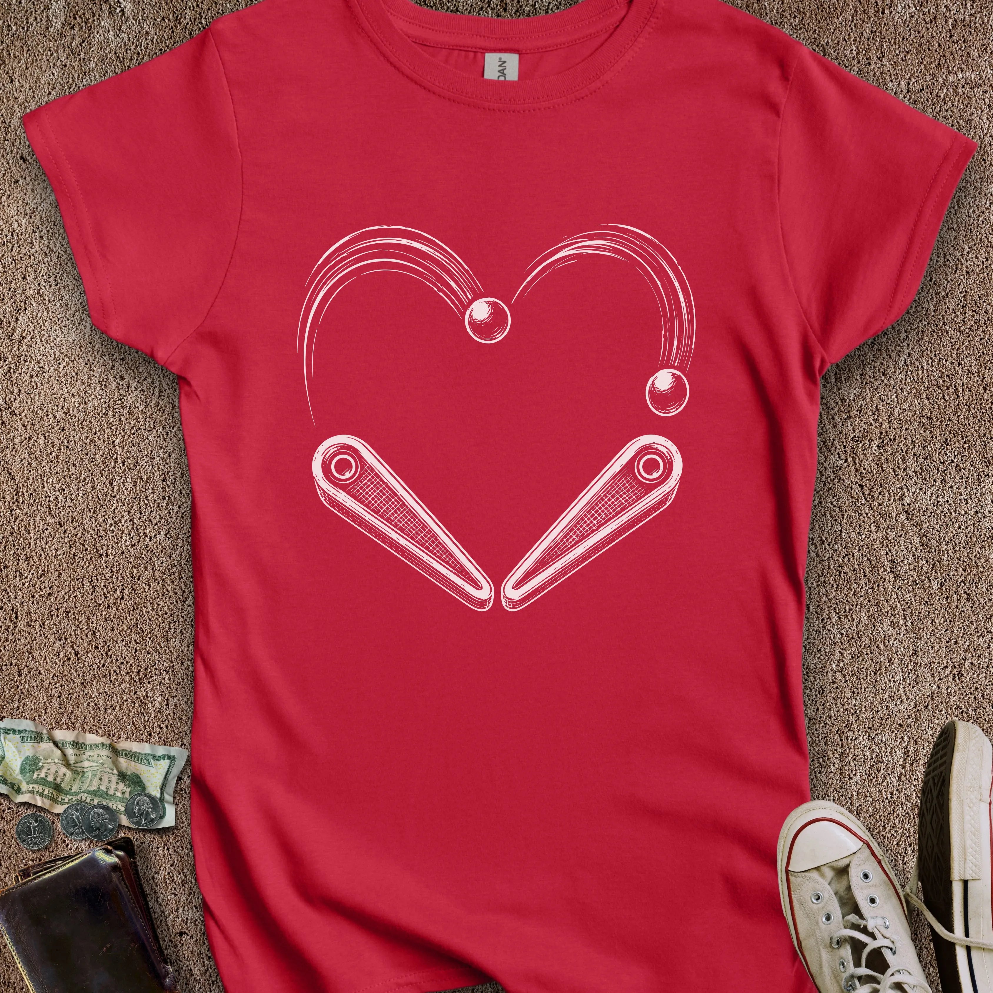 Printify T-Shirt S / Red Pinball Heart Women's T-Shirt