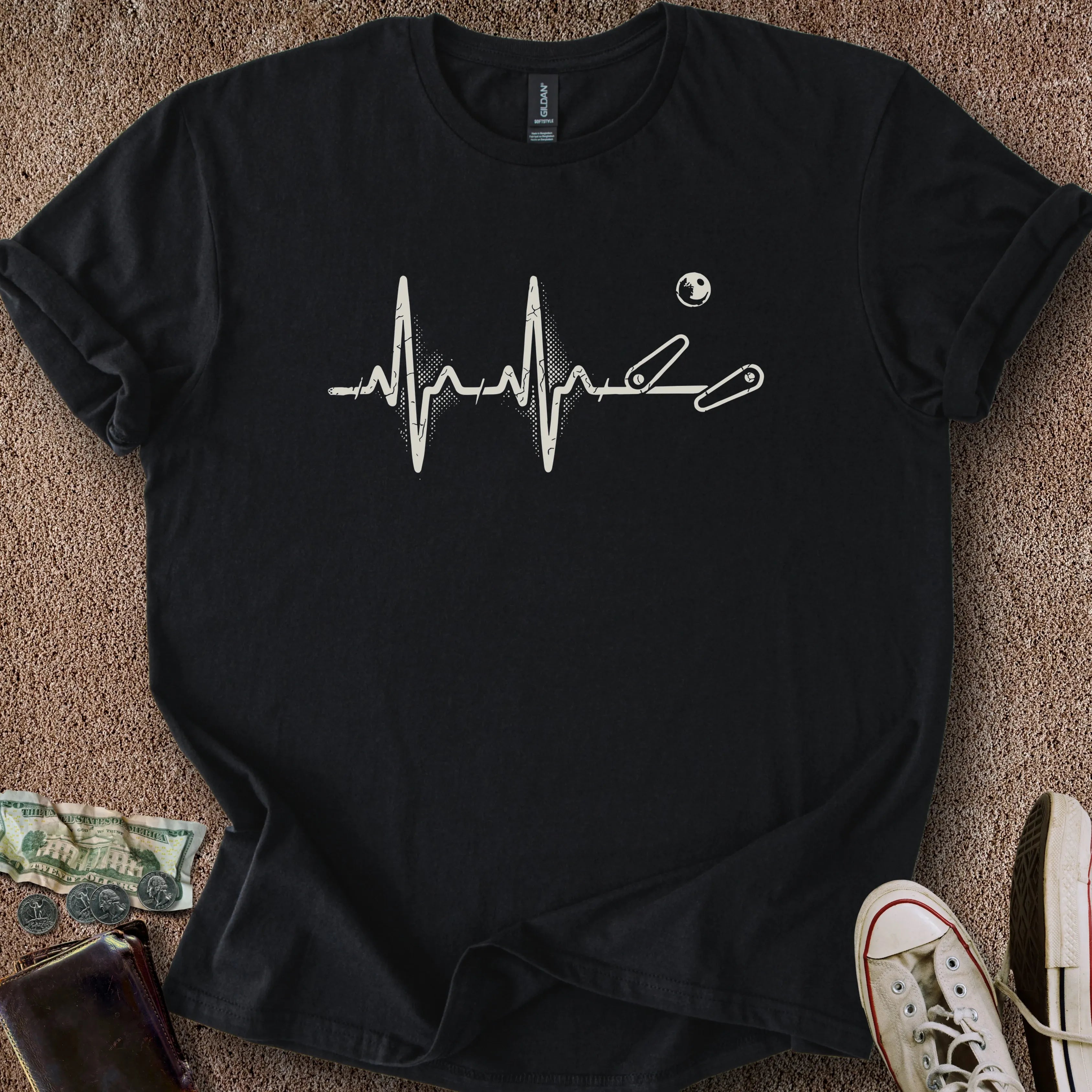 Printify T-Shirt Black / S Pinball Heartbeat T-Shirt