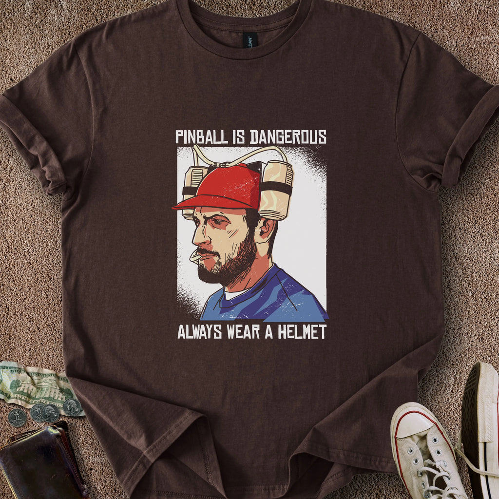 Printify T-Shirt Dark Chocolate / S Pinball Helmet T-Shirt