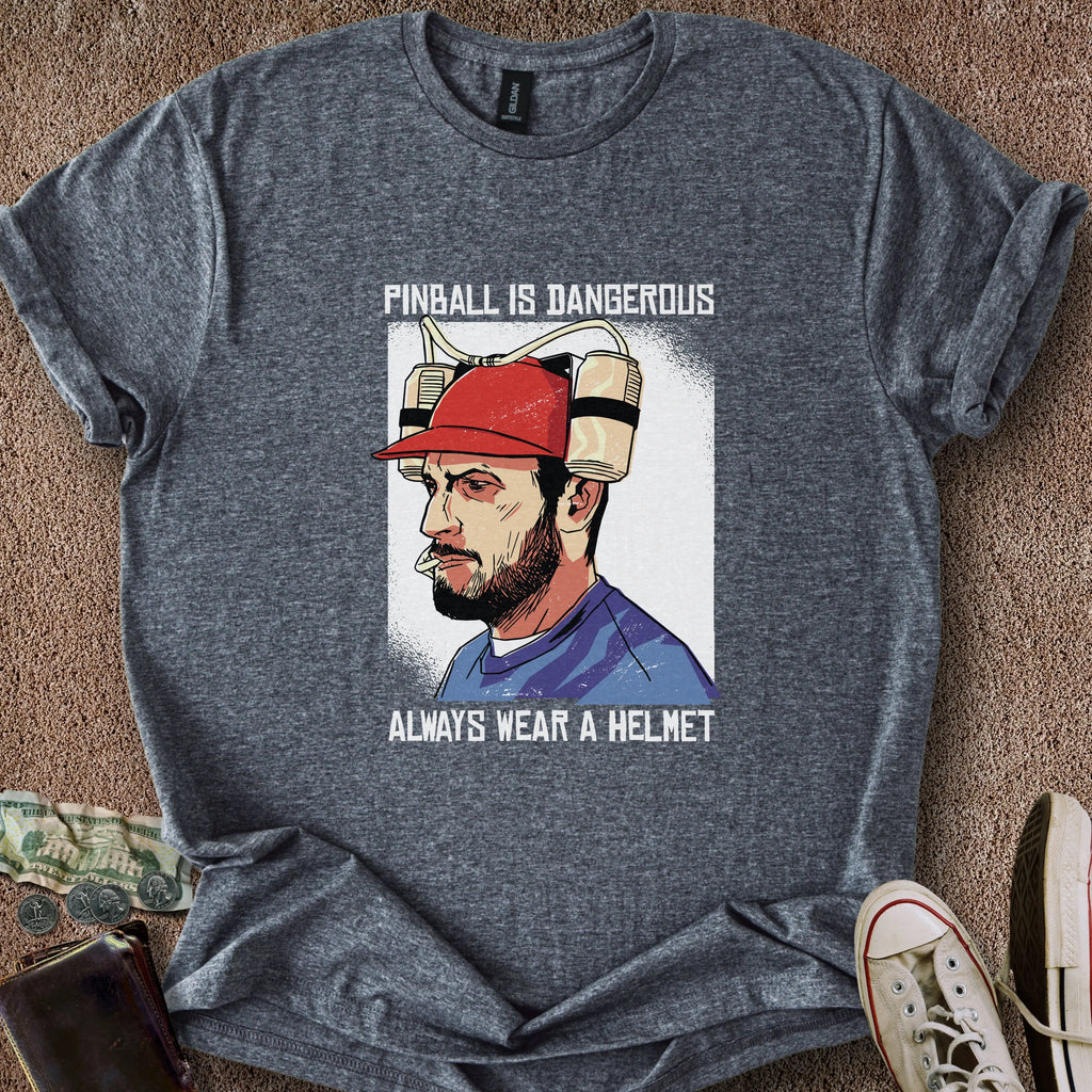 Printify T-Shirt Dark Heather / S Pinball Helmet T-Shirt
