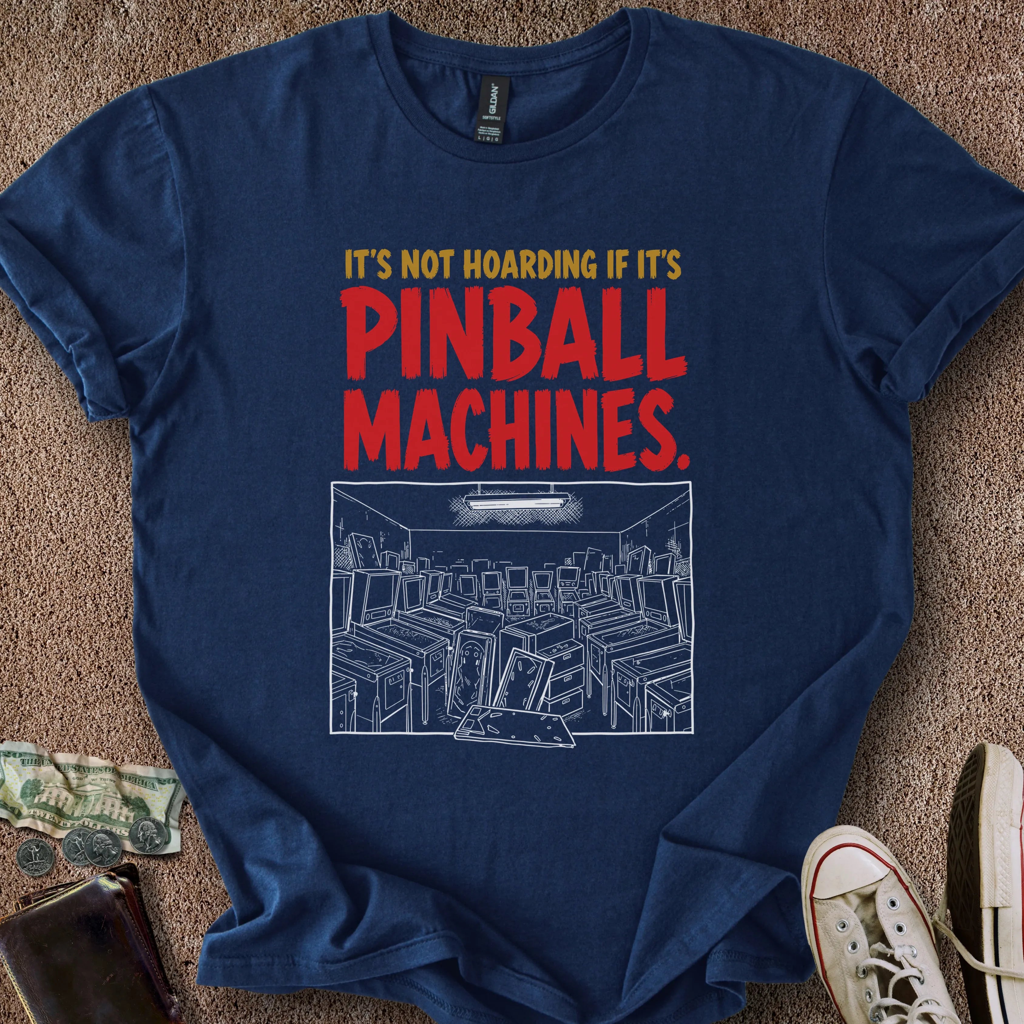 Printify T-Shirt Navy / S Pinball Hoarding T-Shirt