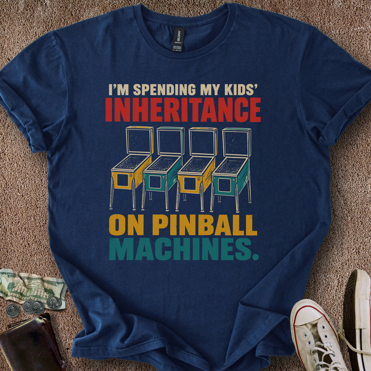 Printify T-Shirt Navy / S Pinball Inheritance T-Shirt