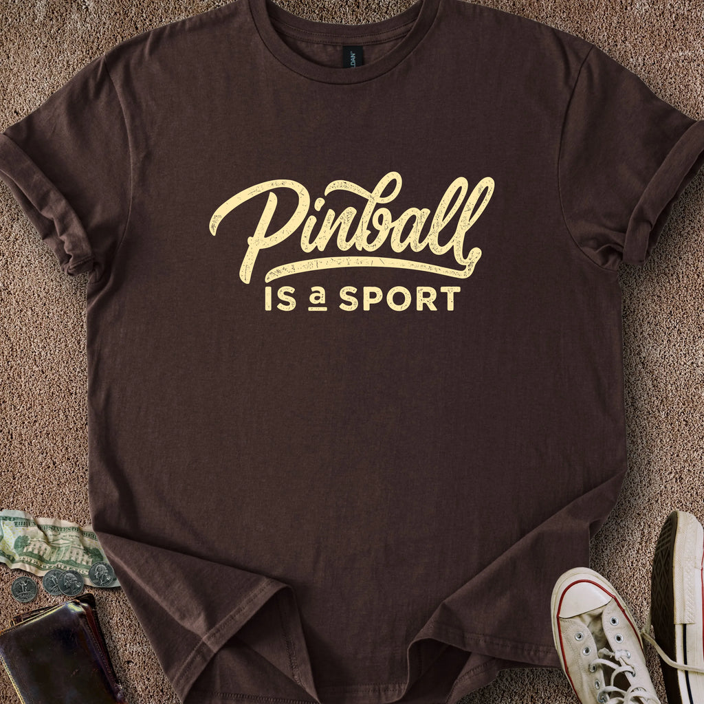 Printify T-Shirt Dark Chocolate / S Pinball is a Sport T-Shirt