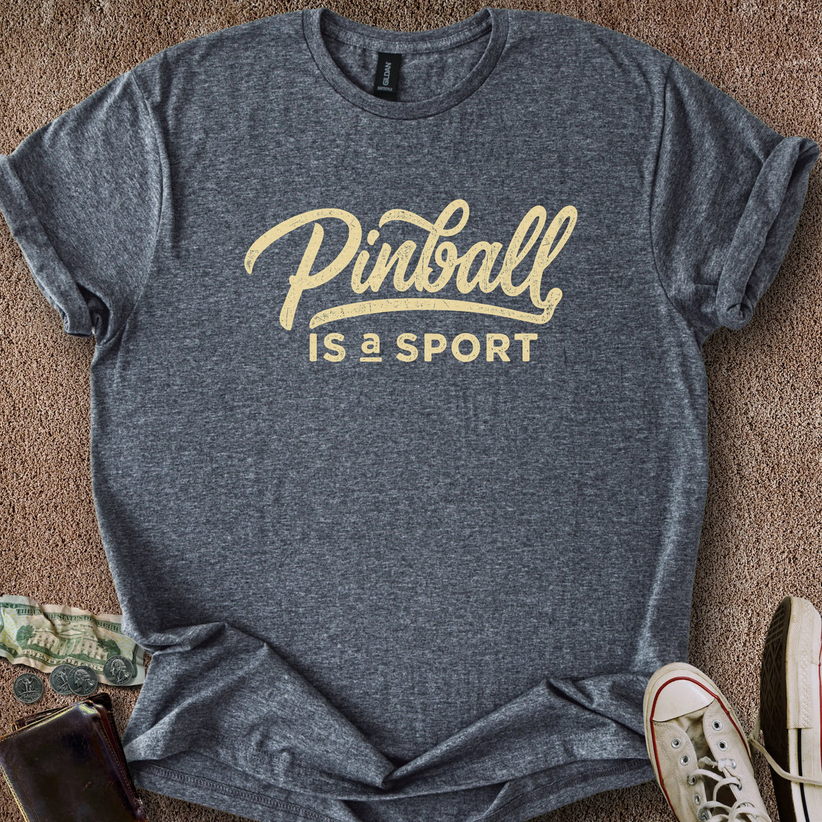 Printify T-Shirt Dark Heather / S Pinball is a Sport T-Shirt