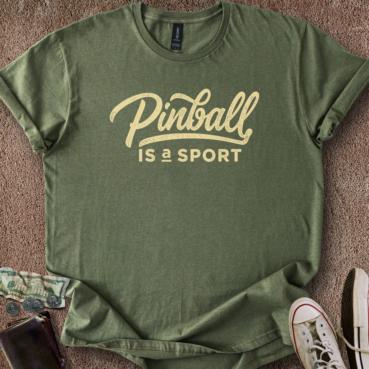 Printify T-Shirt Military Green / S Pinball is a Sport T-Shirt