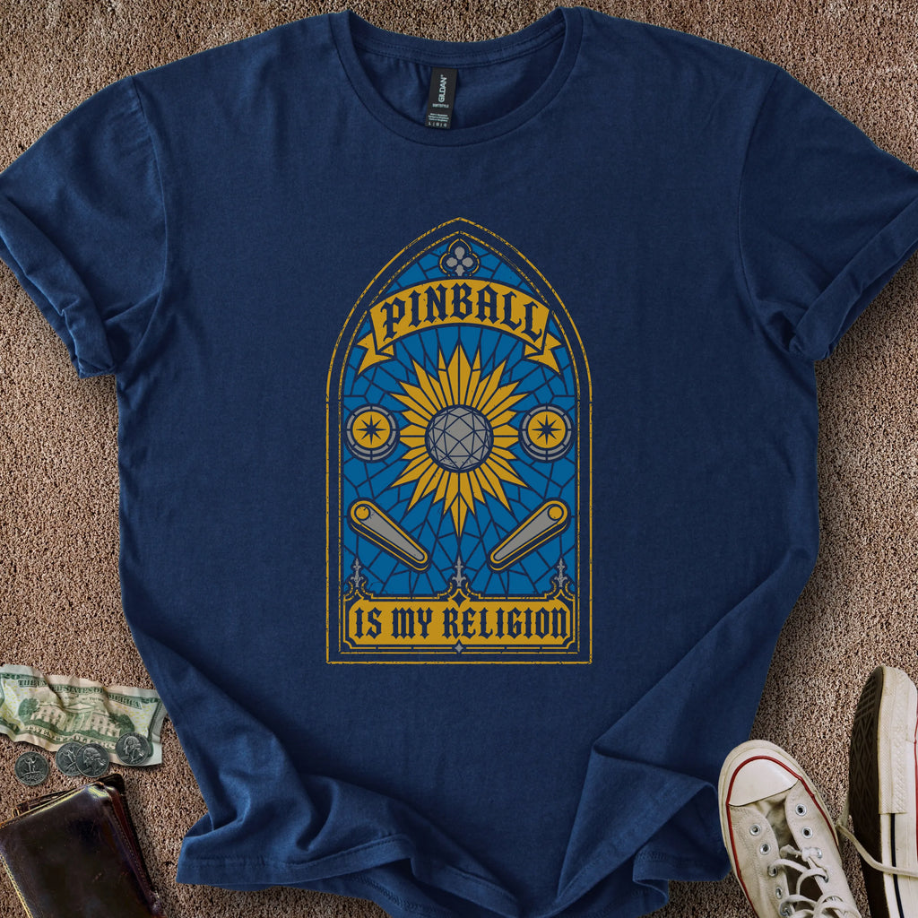 Printify T-Shirt Navy / S Pinball Is My Religion T-Shirt