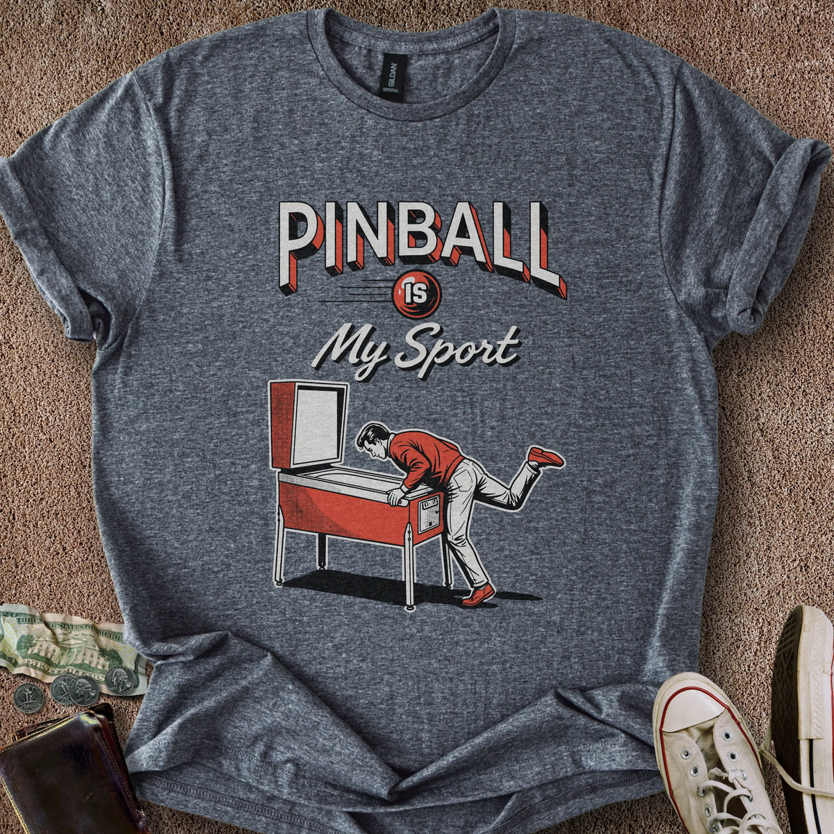 Printify T-Shirt Dark Heather / S Pinball is my Sport T-Shirt