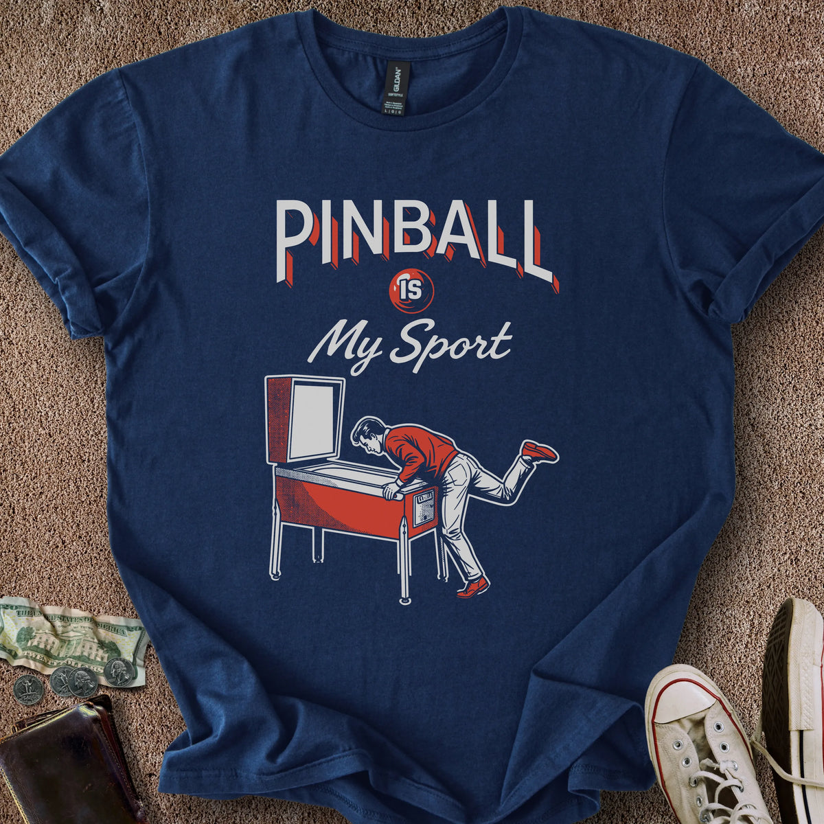 Printify T-Shirt Navy / S Pinball is my Sport T-Shirt