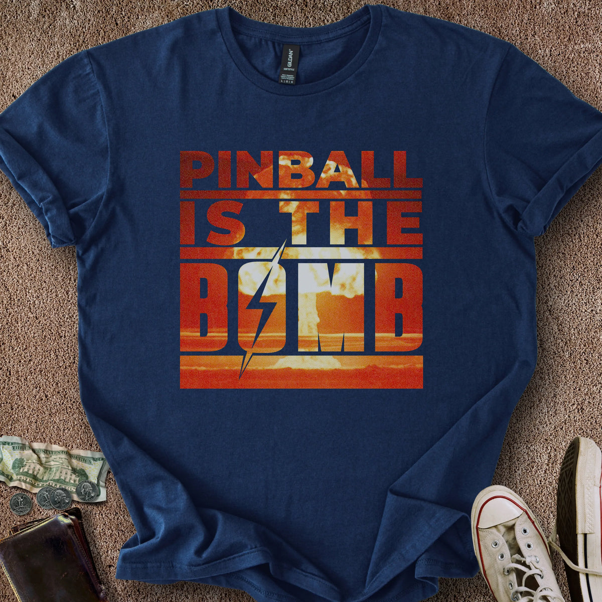 Printify T-Shirt Navy / S Pinball is the Bomb T-Shirt