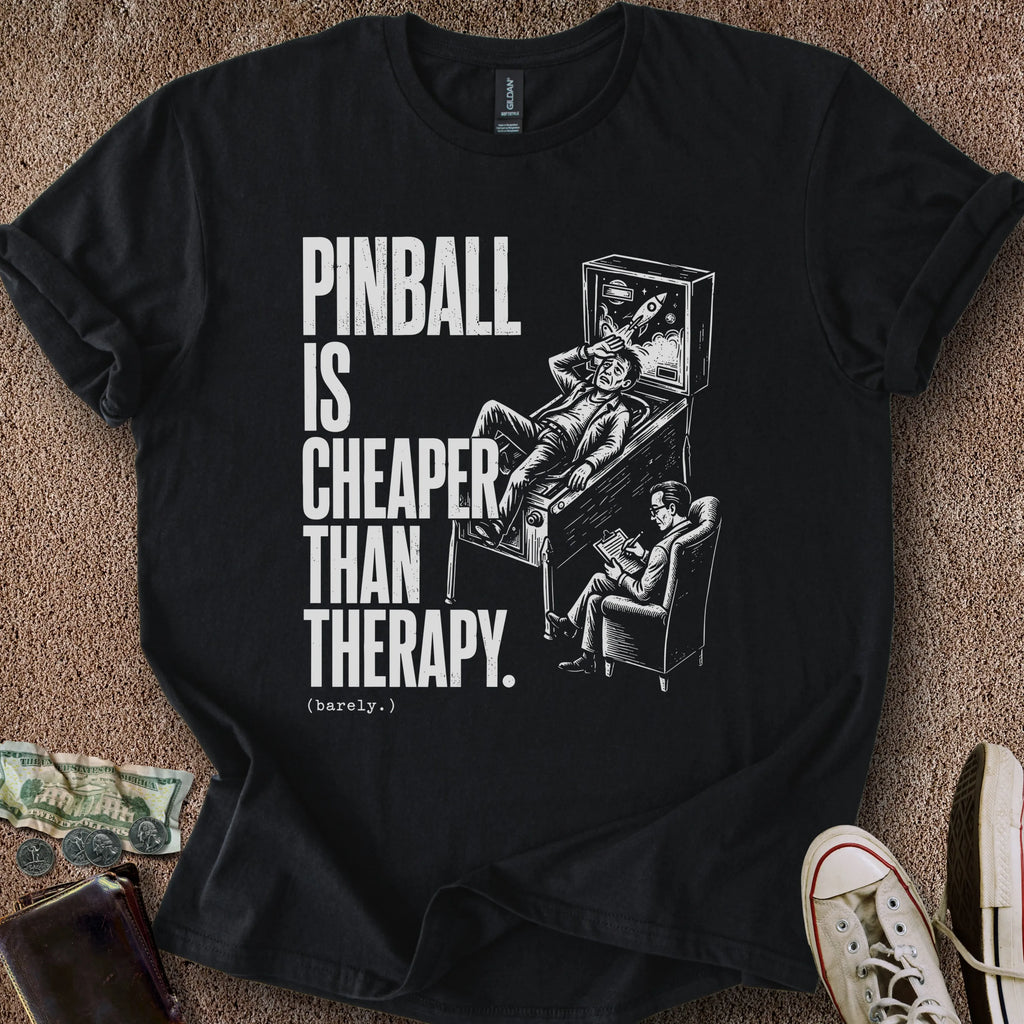 Printify T-Shirt Black / S Pinball is Therapy T-Shirt