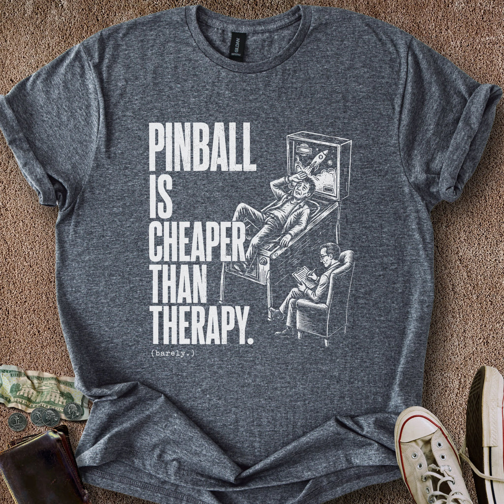 Printify T-Shirt Dark Heather / S Pinball is Therapy T-Shirt