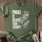 Printify T-Shirt Military Green / S Pinball is Therapy T-Shirt