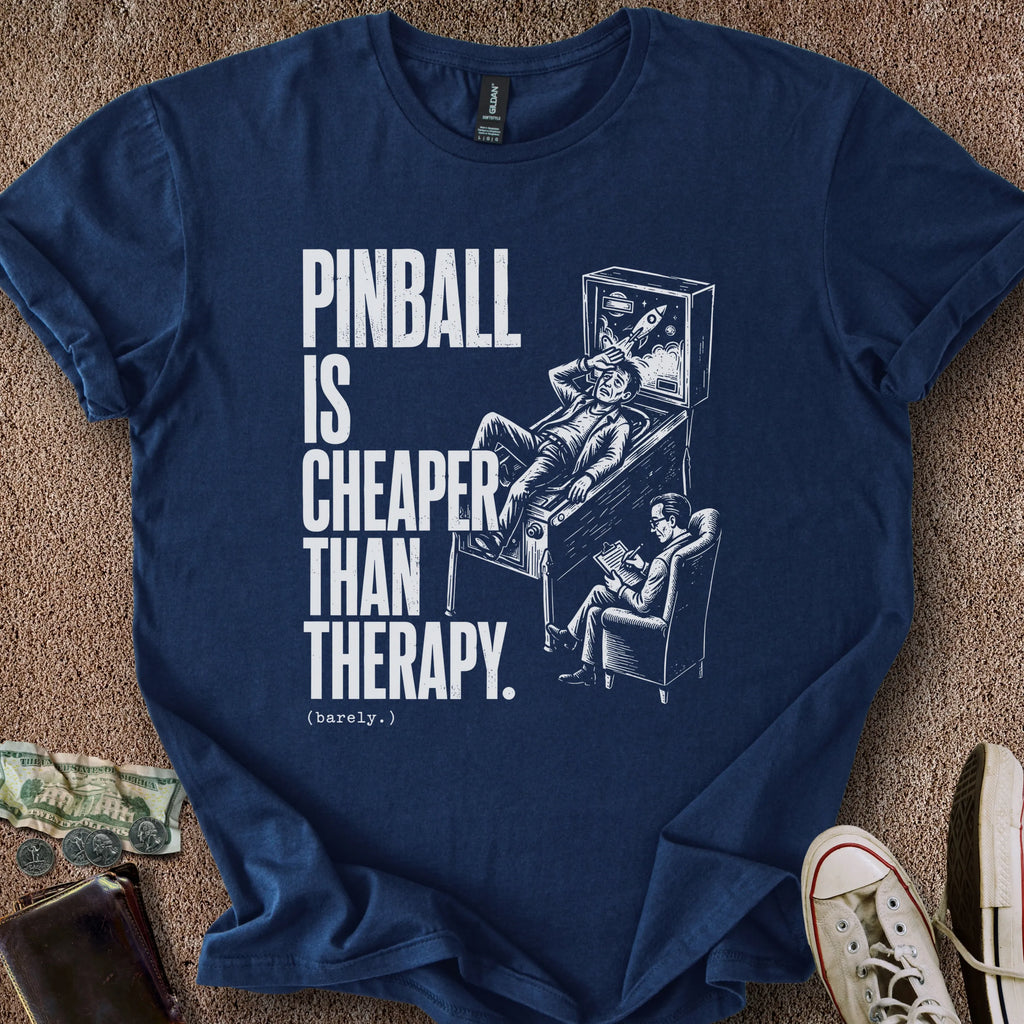 Printify T-Shirt Navy / S Pinball is Therapy T-Shirt