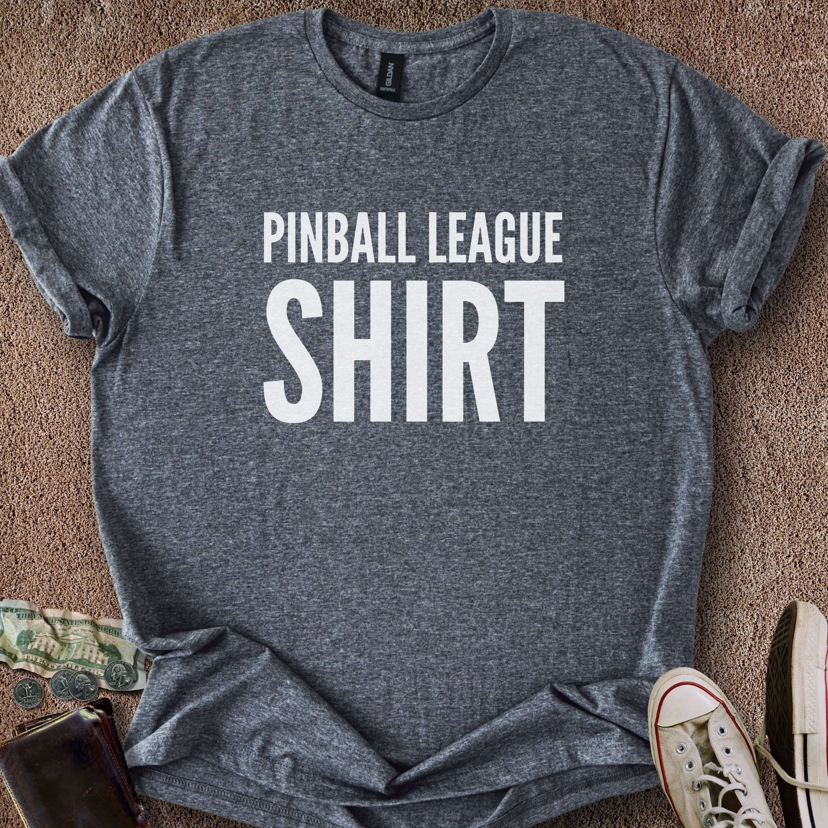 Printify T-Shirt Dark Heather / S Pinball League T-Shirt