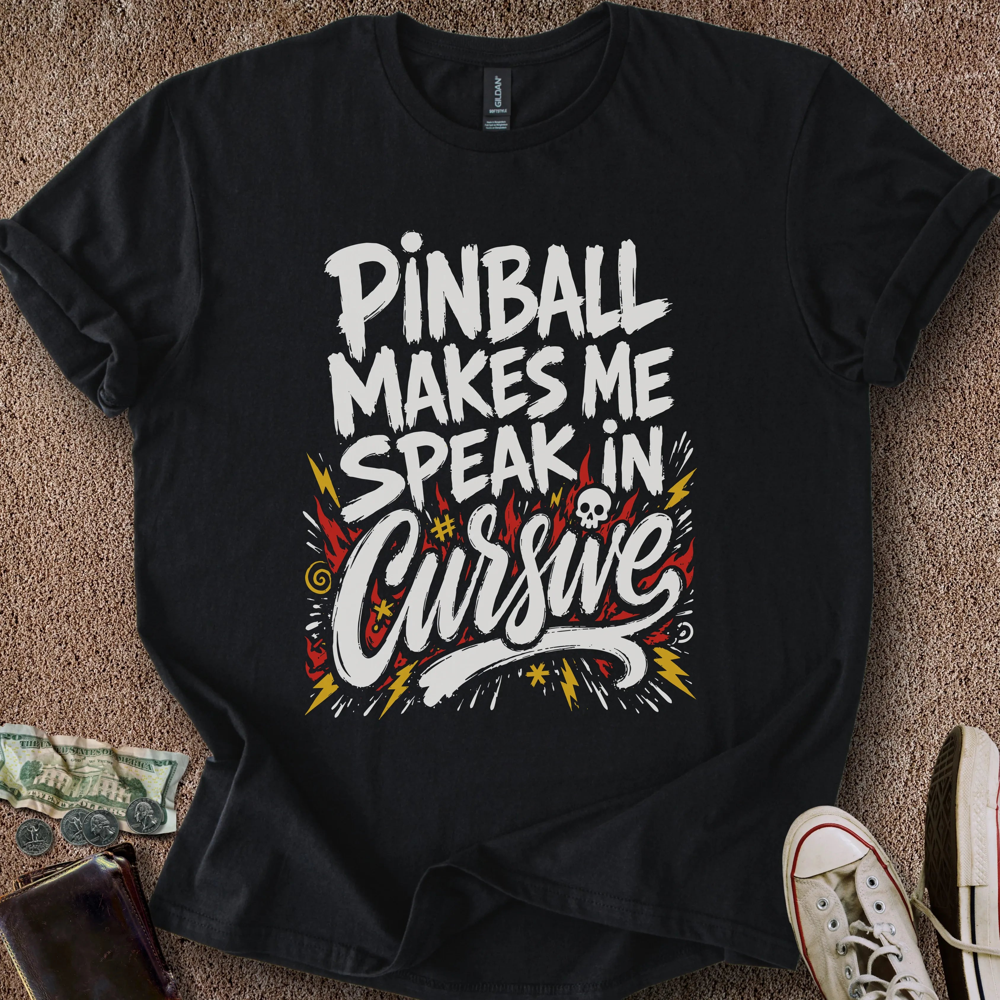 Printify T-Shirt Black / S Pinball Makes Me Curse T-Shirt