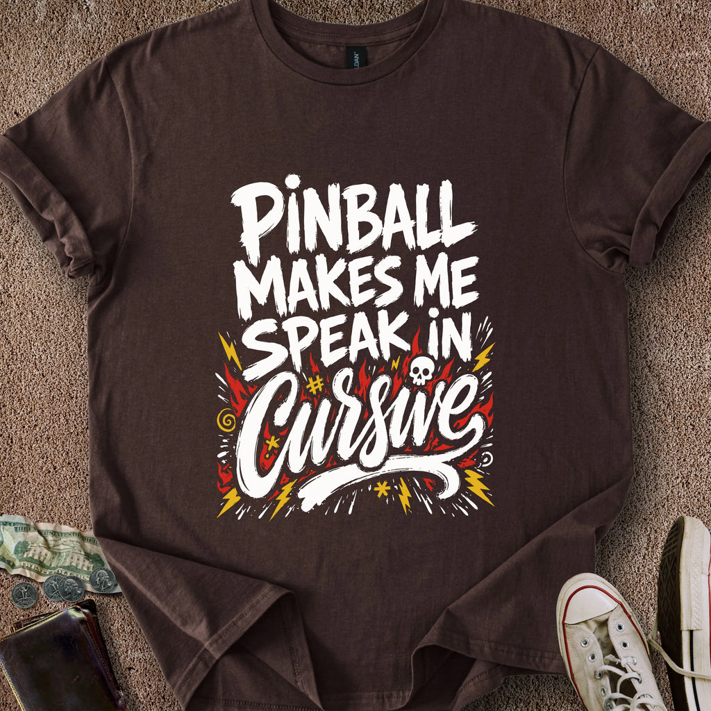 Printify T-Shirt Dark Chocolate / S Pinball Makes Me Curse T-Shirt
