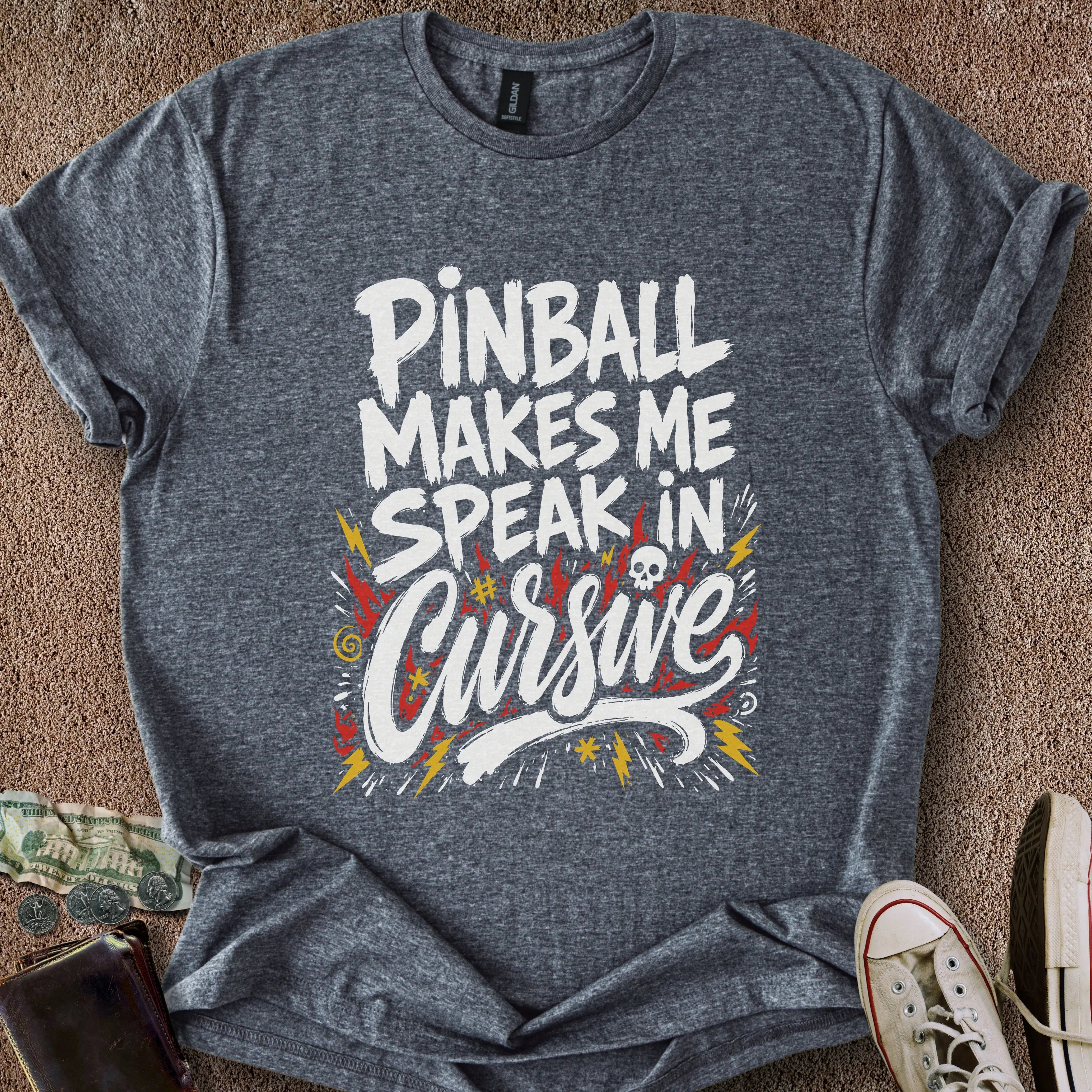 Printify T-Shirt Dark Heather / S Pinball Makes Me Curse T-Shirt