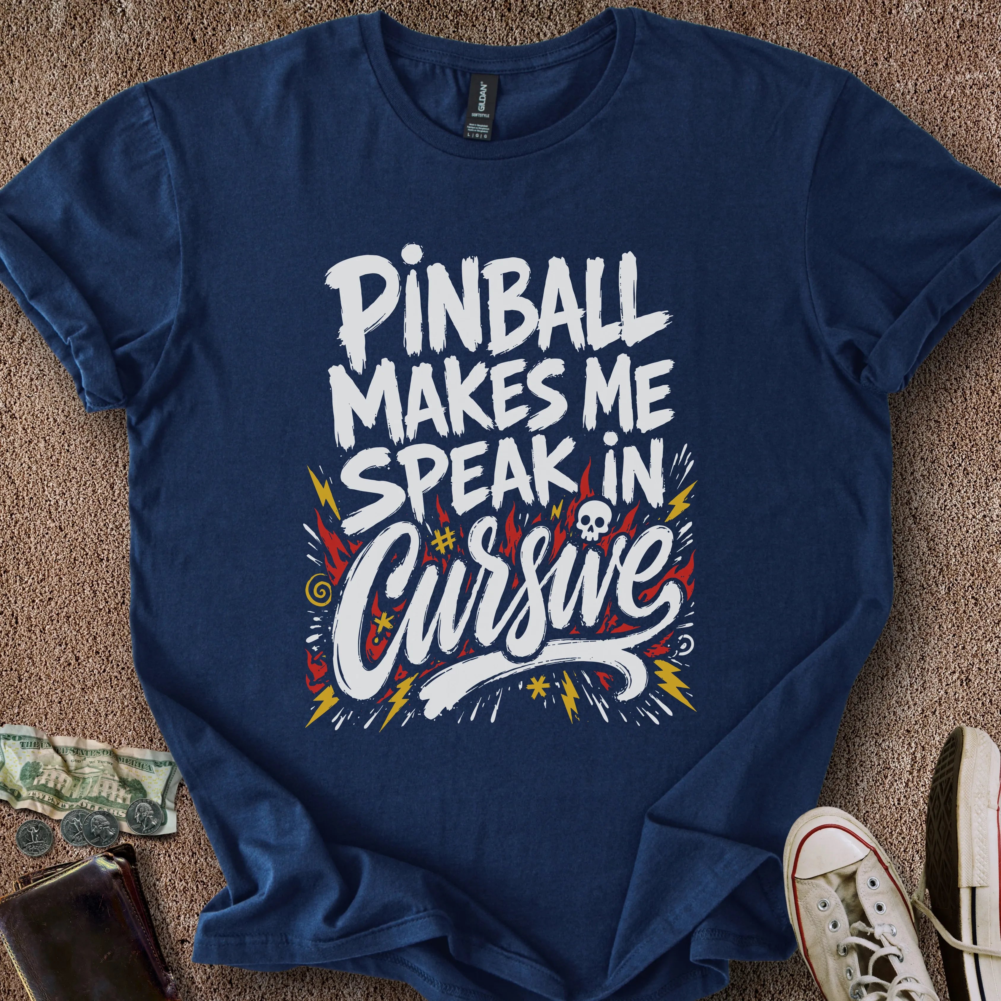Printify T-Shirt Navy / S Pinball Makes Me Curse T-Shirt