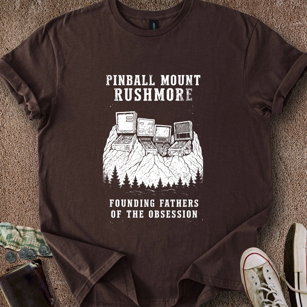 Printify T-Shirt Dark Chocolate / S Pinball Mount Rushmore T-Shirt