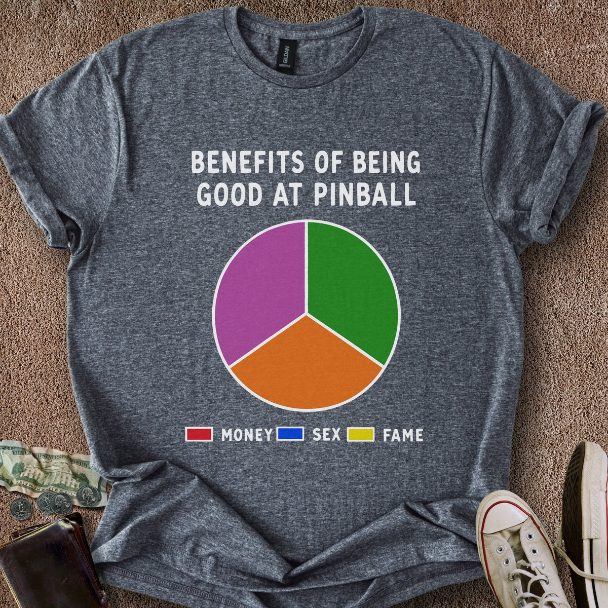 Printify T-Shirt Dark Heather / S Pinball Pie Chart T-Shirt