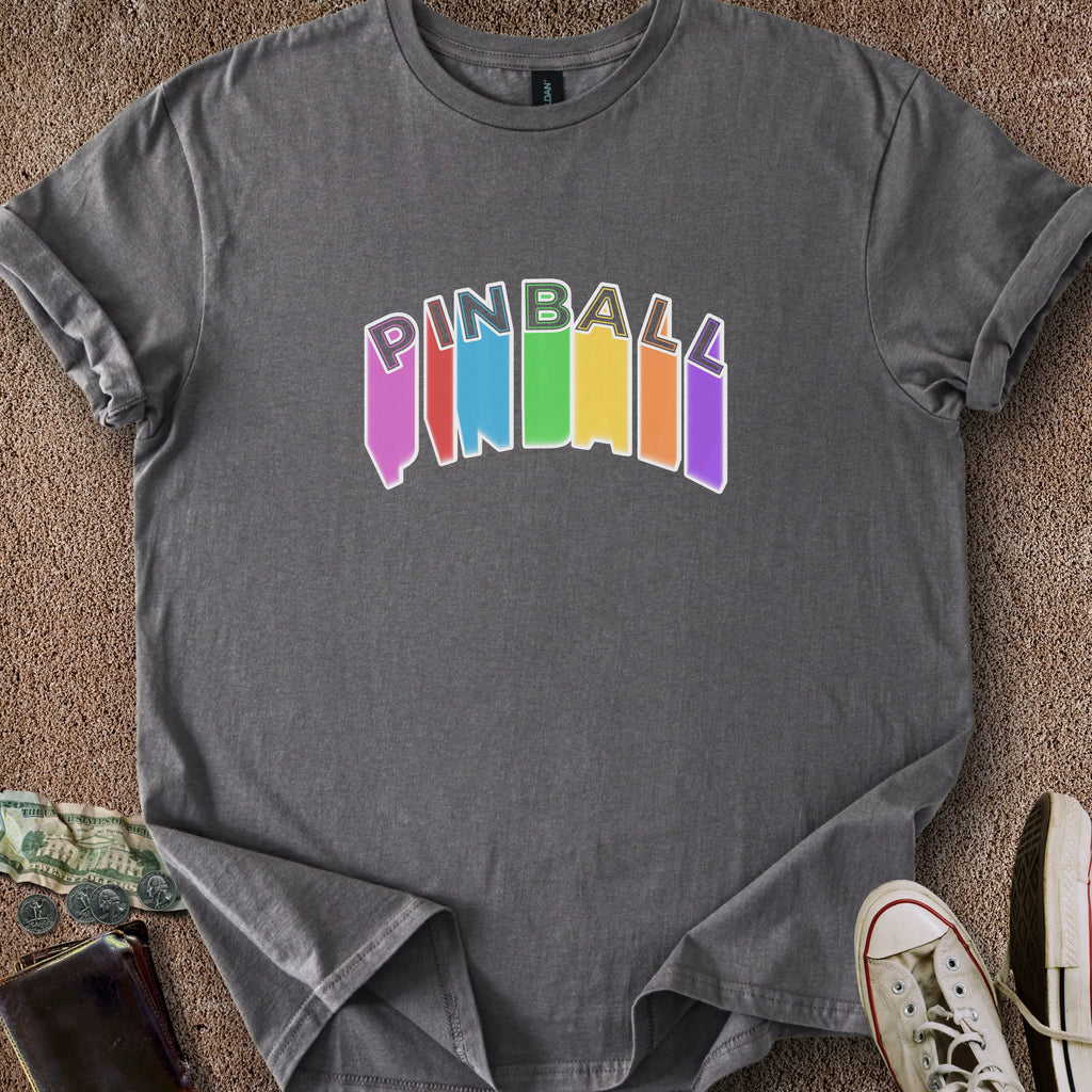 Printify T-Shirt Charcoal / S Pinball Rainbow T-Shirt