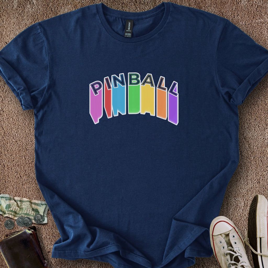 Printify T-Shirt Navy / S Pinball Rainbow T-Shirt